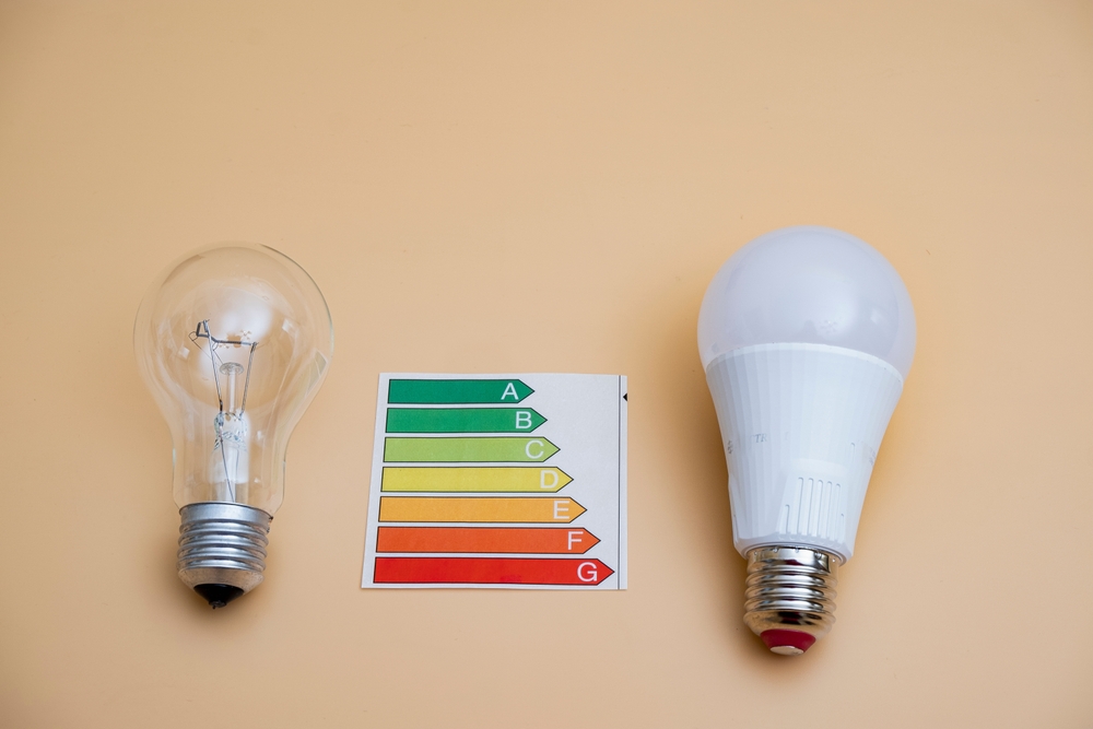2 lightbulbs with energy ratings